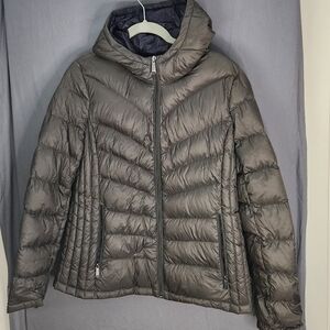 Michael Kors Metallic Gray Puffer Jacket